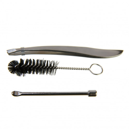 Vaporizer Cleaning Set i metall (pinset / tweezers, dab-tool, brush)